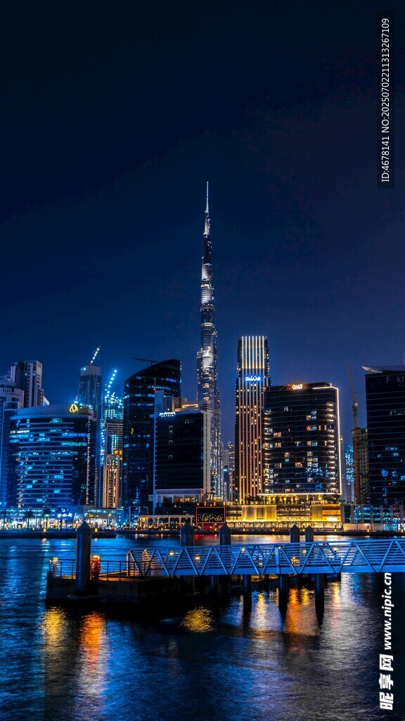 迪拜璀璨夜景城市天际线
