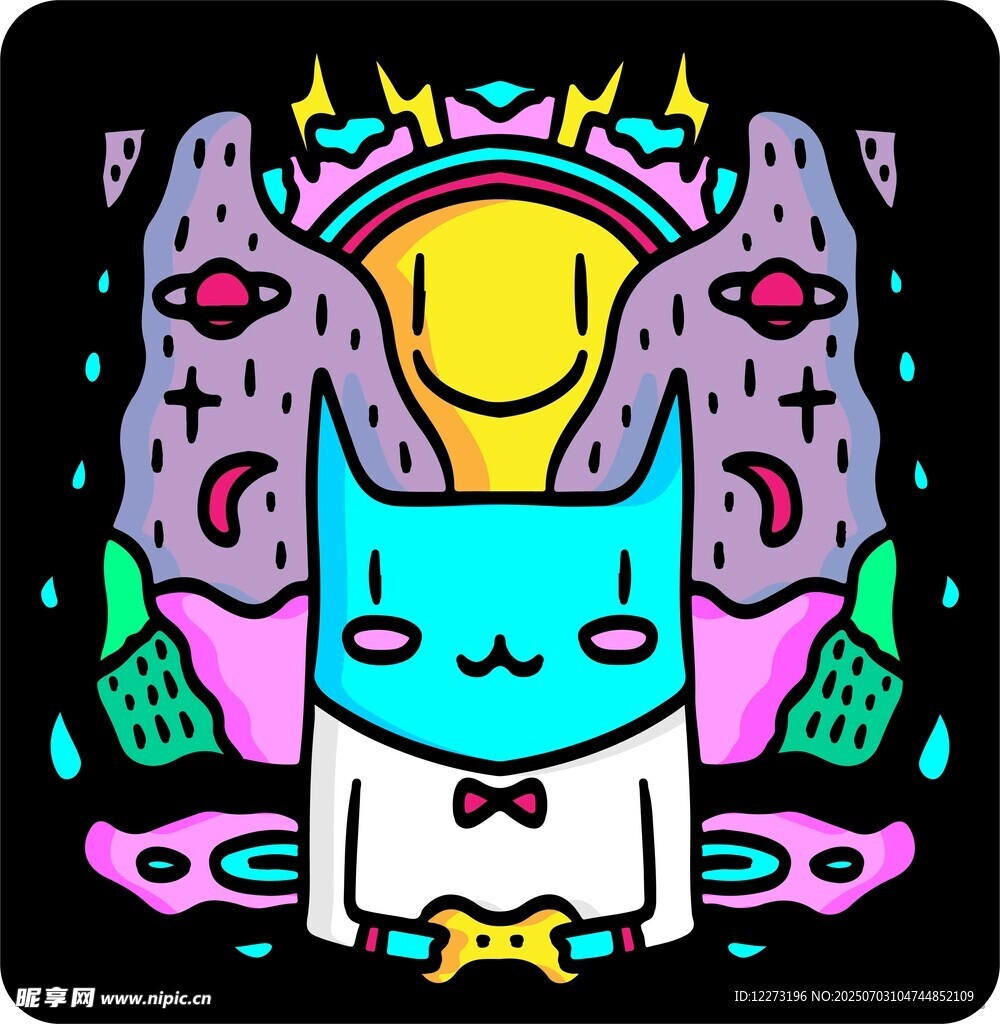 卡通猫咪的奇幻多彩世界