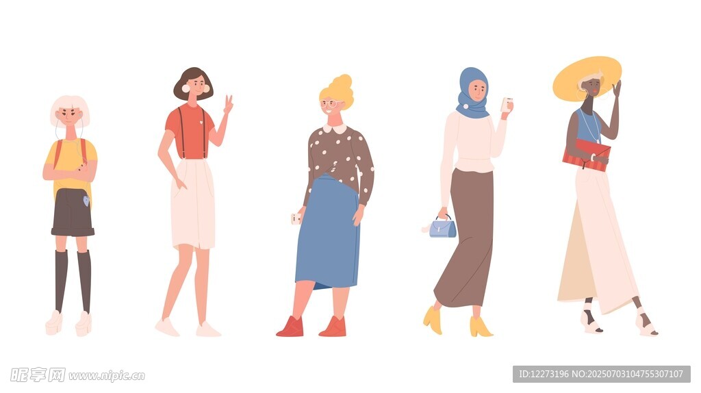 多样风格女性时尚插画