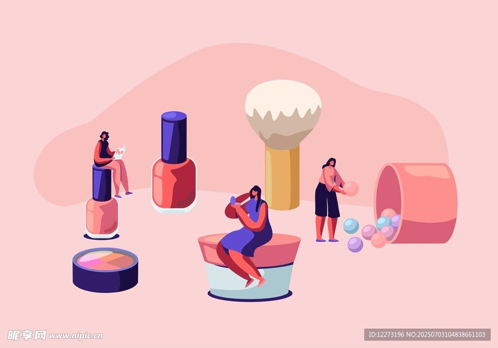 美妆用品与时尚模特场景
