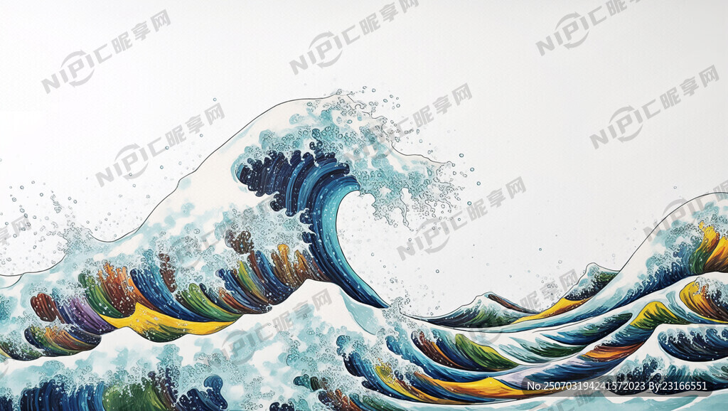 点点浪花 五颜六色 墙绘 彩绘