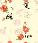 熊猫花卉图案背景图