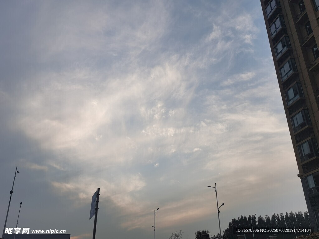 城市傍晚天空与高楼景象