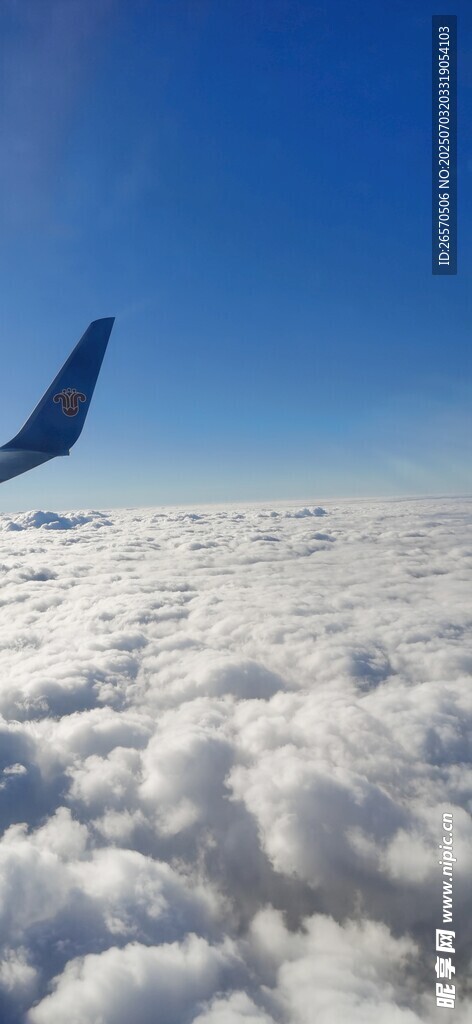 高空俯瞰云海中的飞机