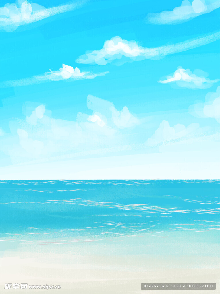 梦幻蓝色海洋与天空景象