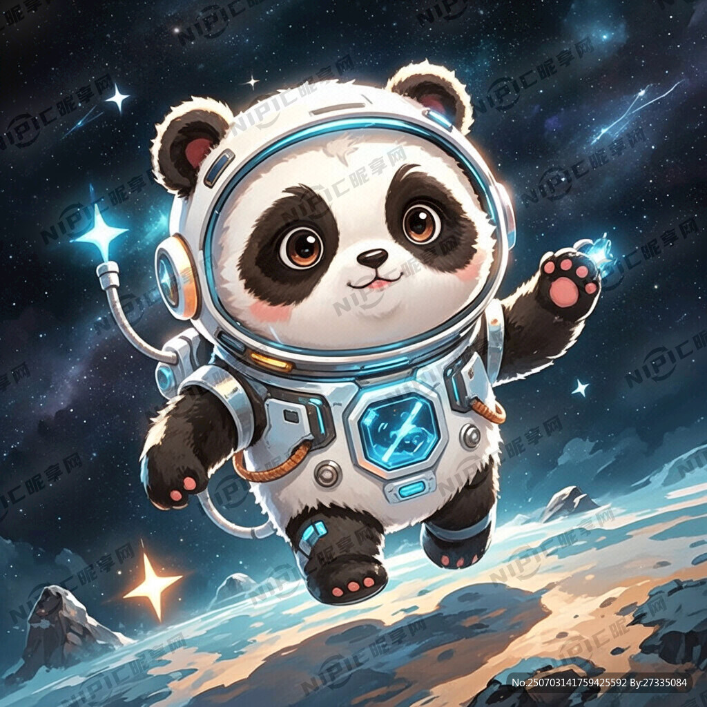 熊猫 宇航员 未来 科技 萌