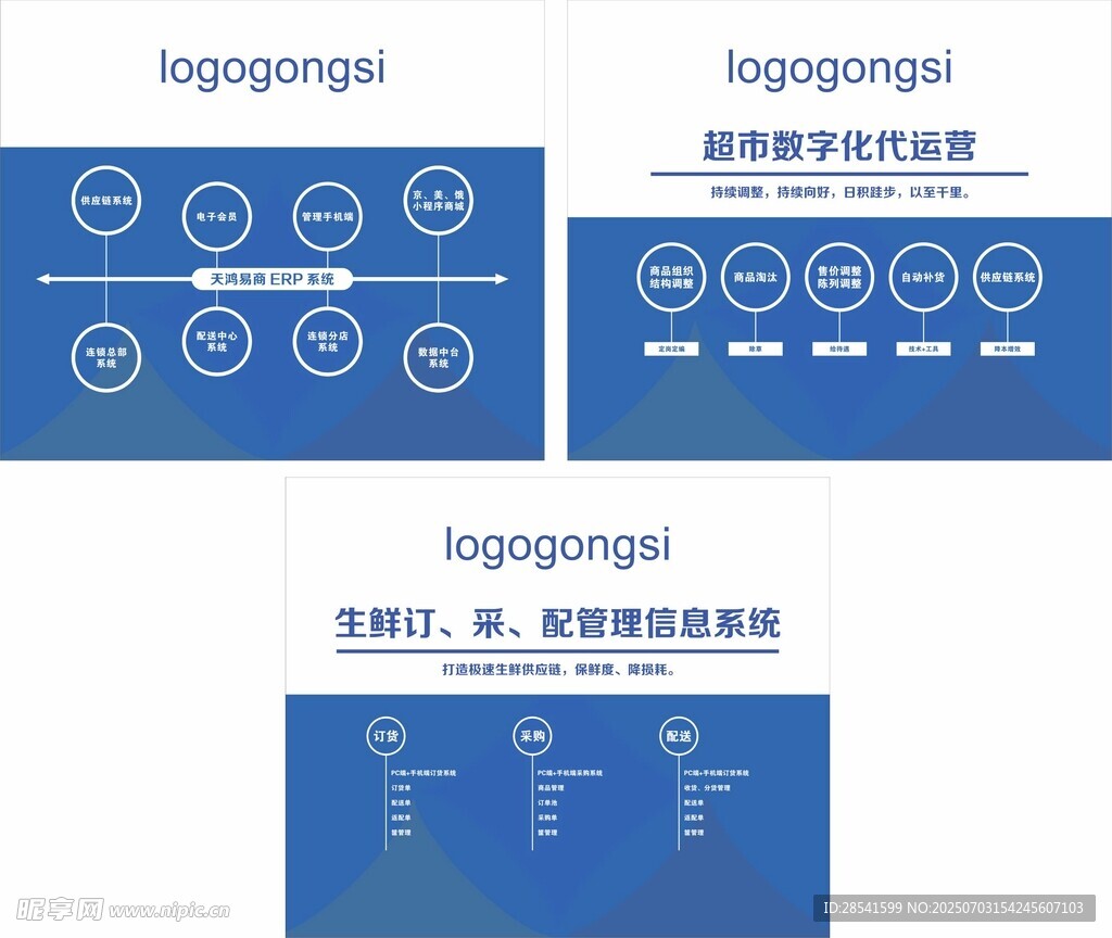 蓝色简约风数据公司背景墙形象墙