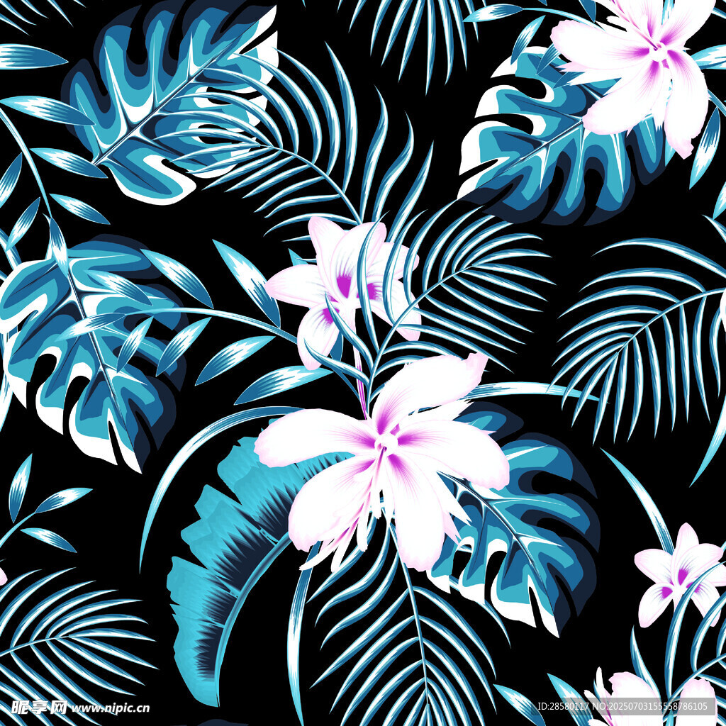 热带手绘花