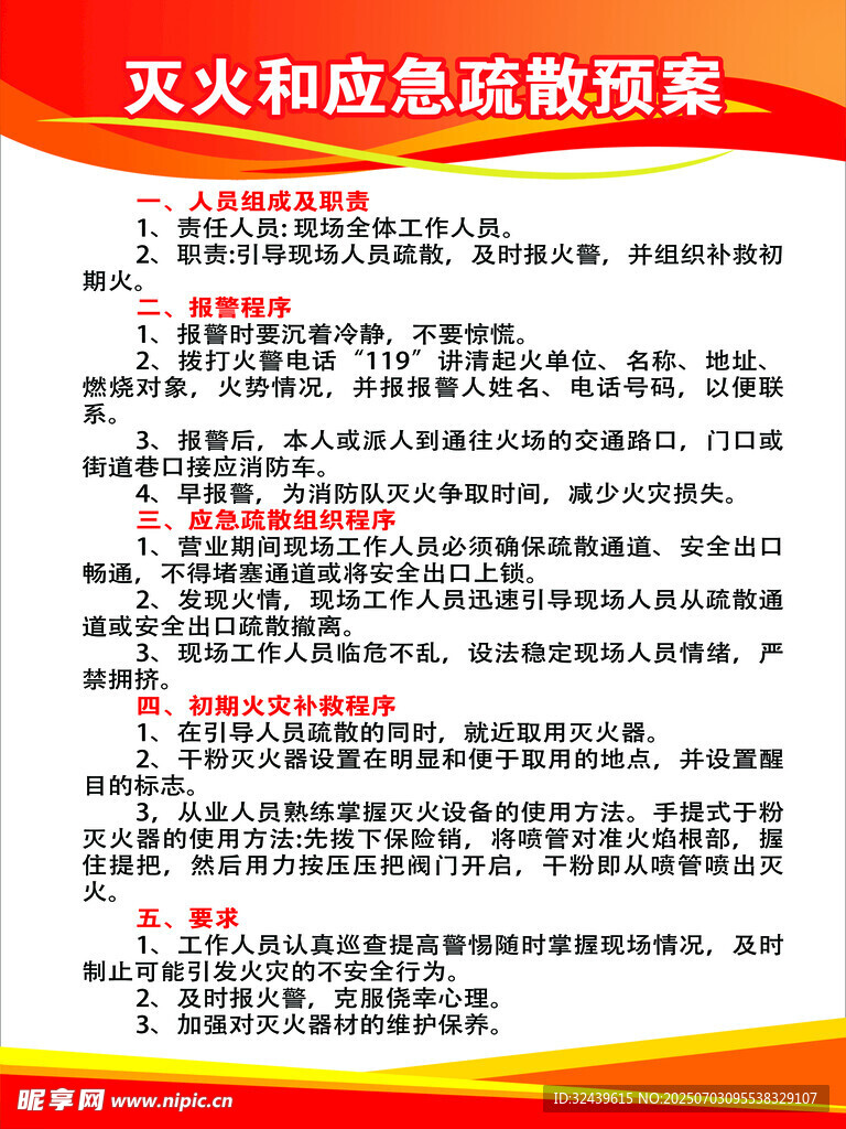火灾应急疏散预案要点