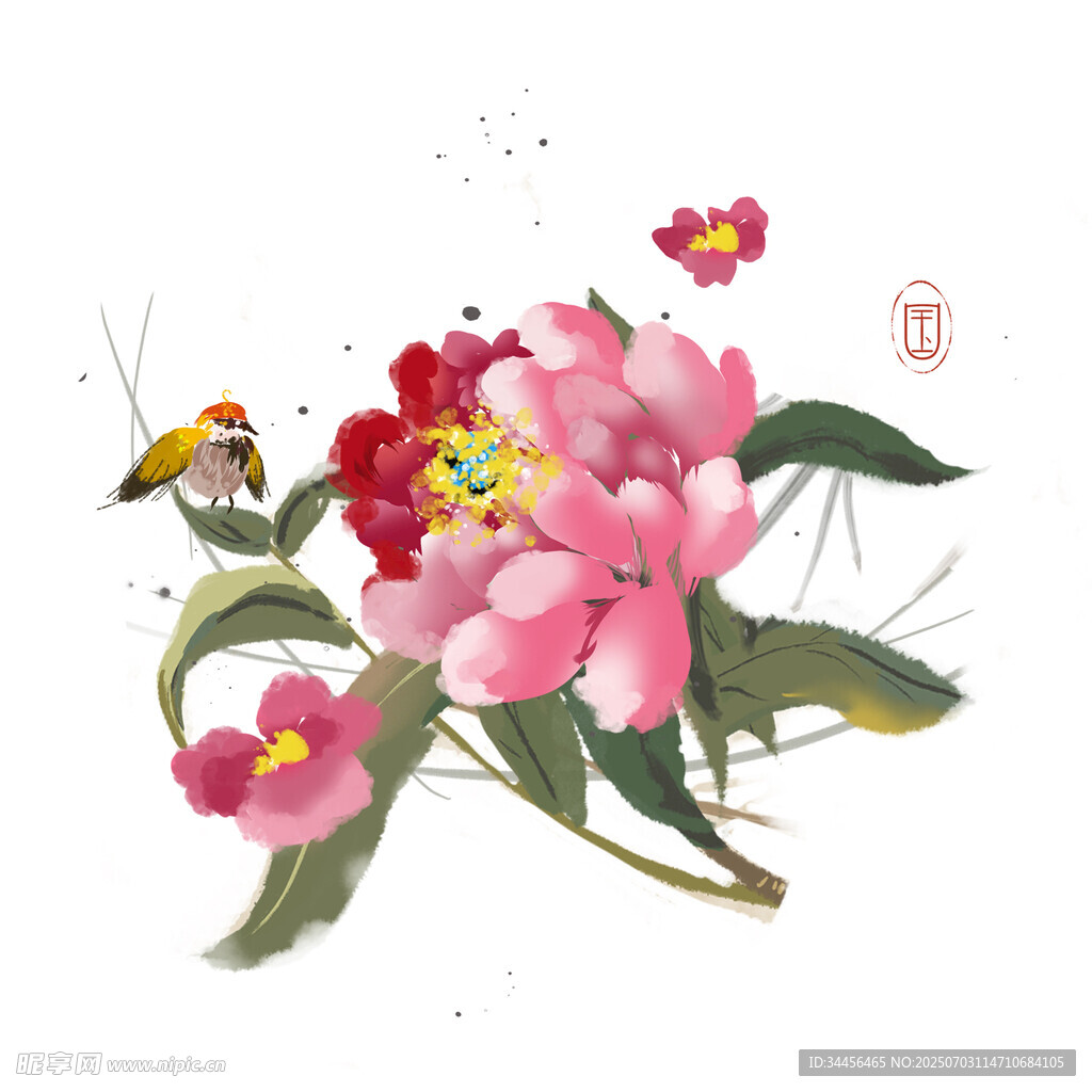 国画花卉蜜蜂图
