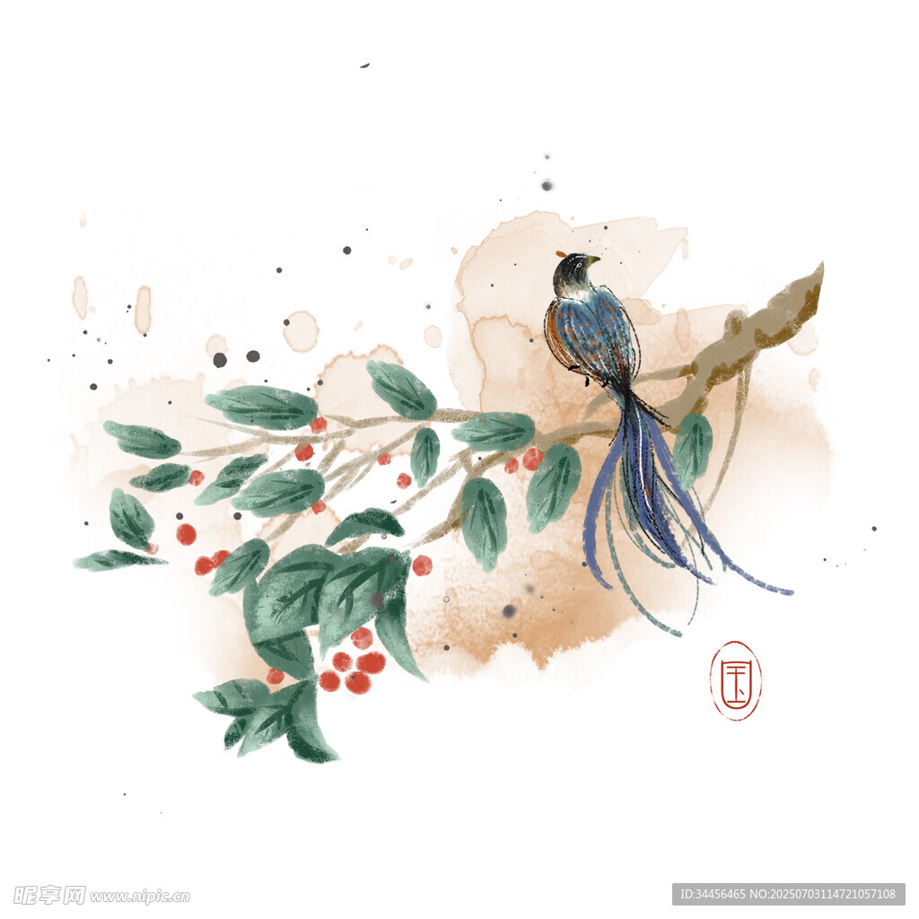 花鸟绘景中式雅致风情