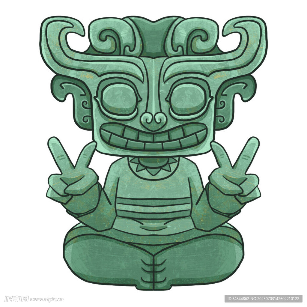 卡通风格的神秘古雕像