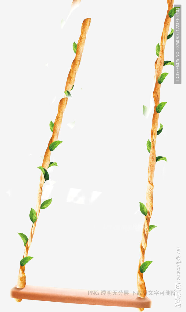 竹制绿植装饰秋千