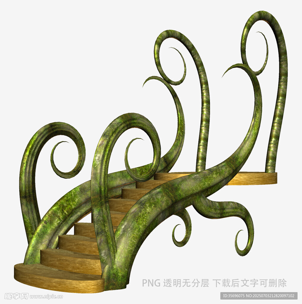 奇幻藤蔓造型木质楼梯