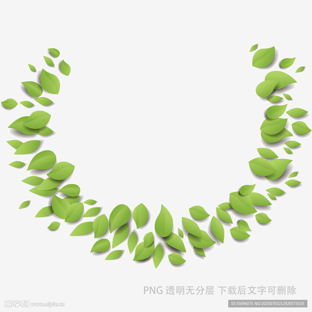 绿叶组成的弧形装饰元素