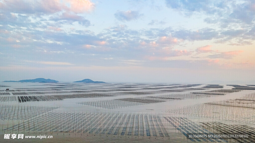 福建霞浦滩涂日落风光