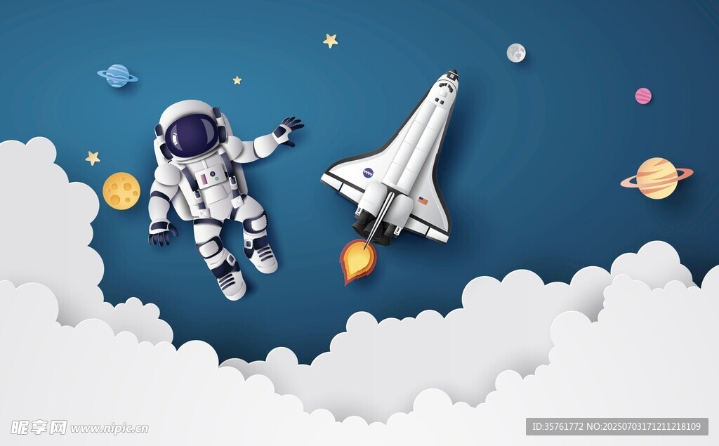 宇航员与火箭的太空之旅