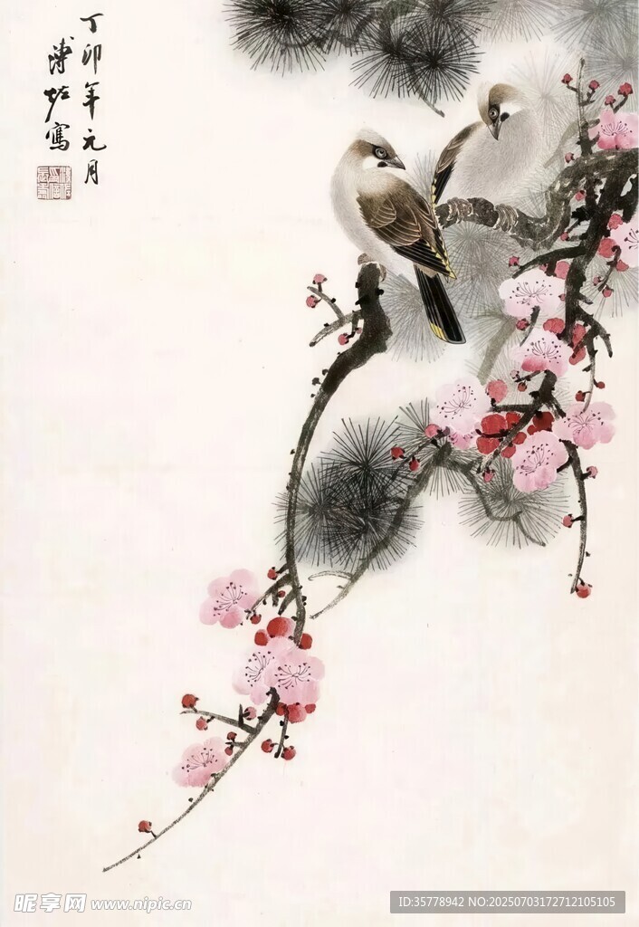 水墨画花鸟 