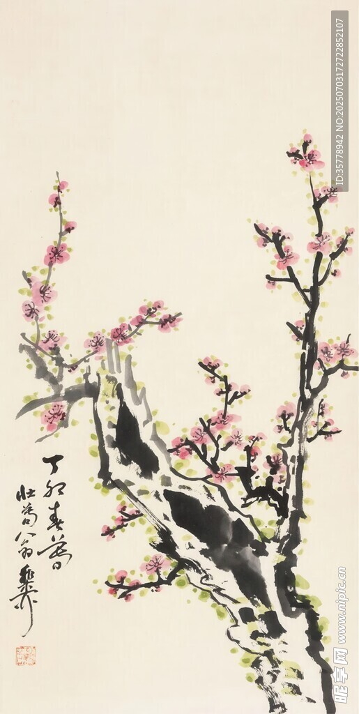 水墨桃花图