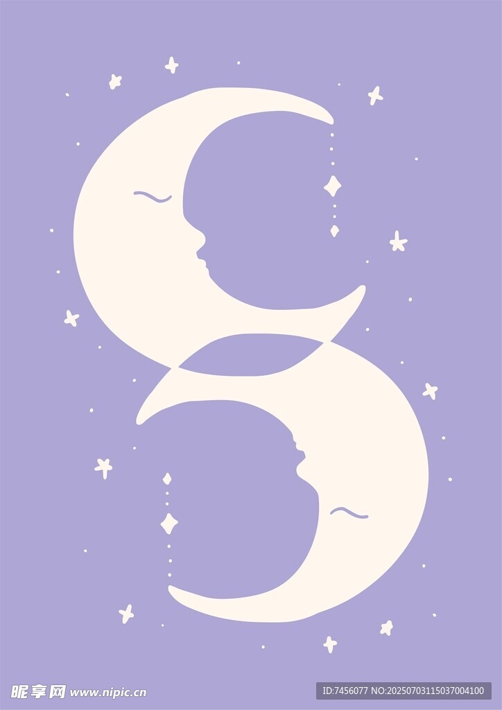 梦幻双月星空图案