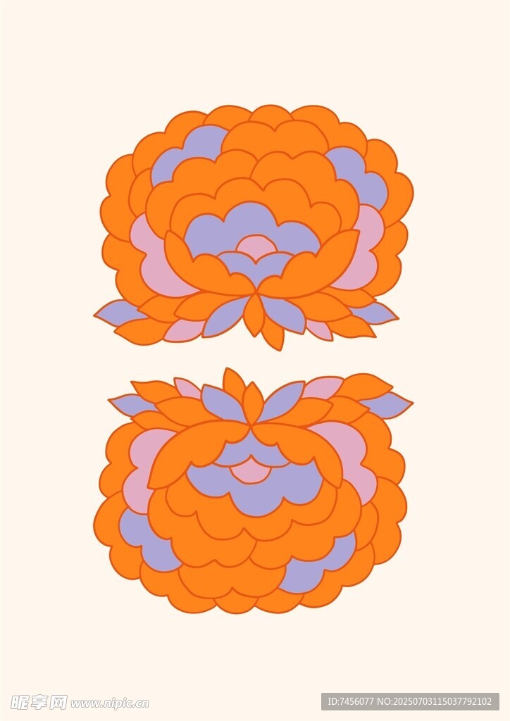 橙色花卉图案设计元素