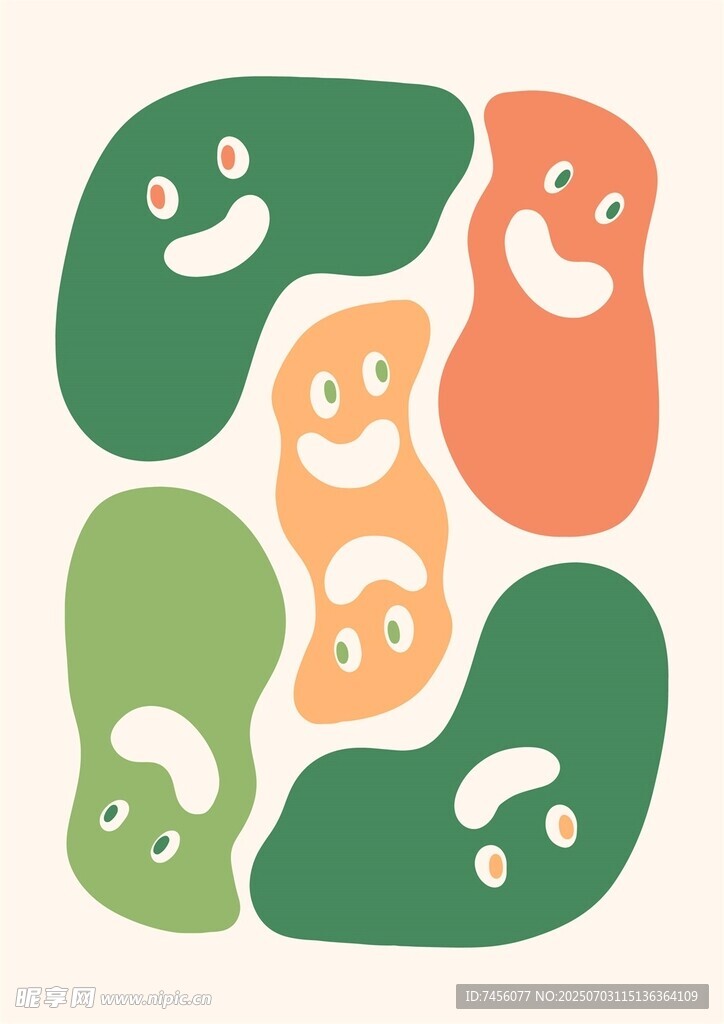 可爱卡通蔬菜笑脸图案