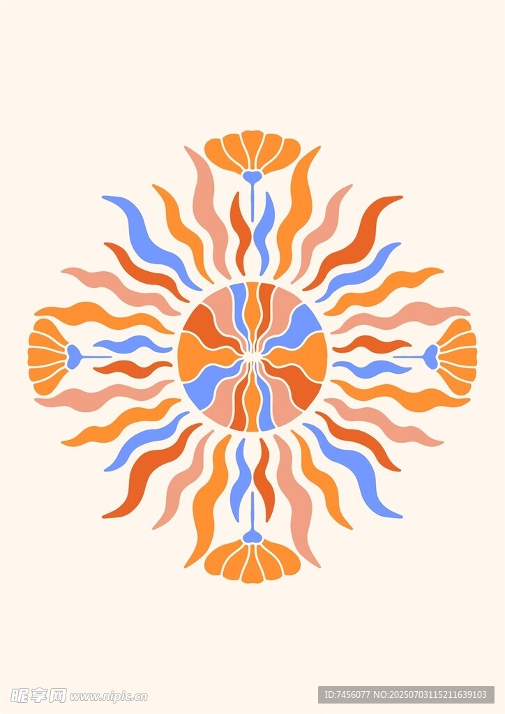 多彩抽象太阳图案设计