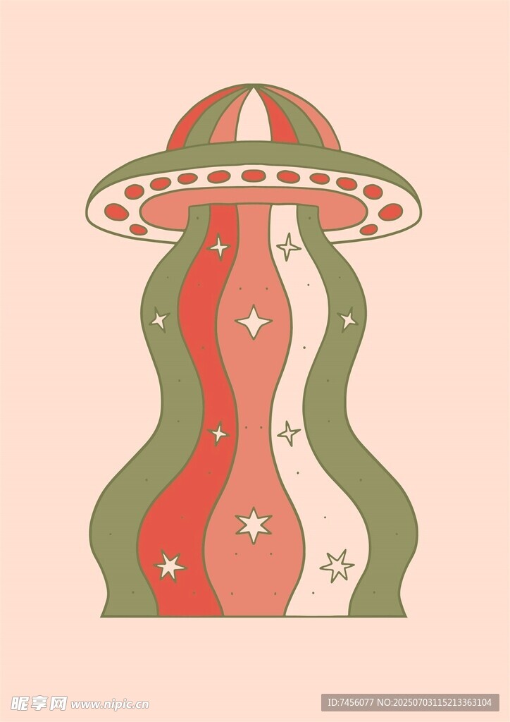 复古风格外星飞碟插画