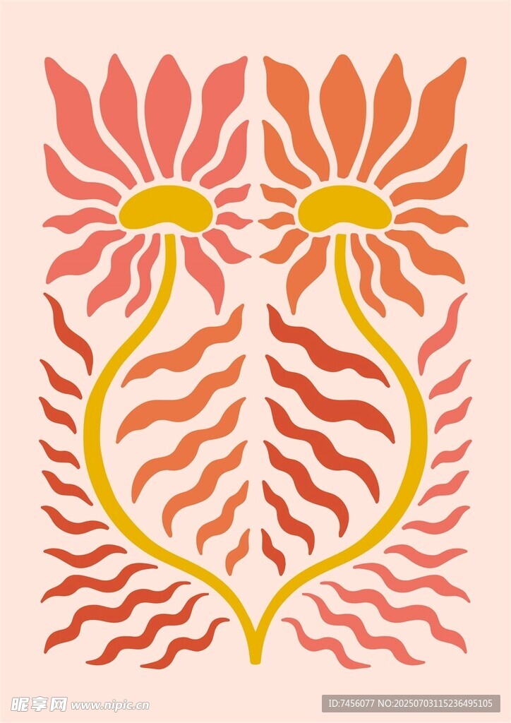 双生花卉图案设计