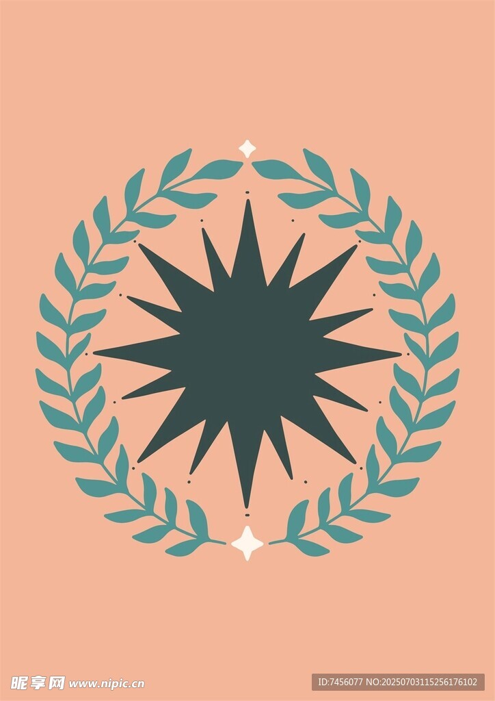 橄榄枝环绕的星形图案