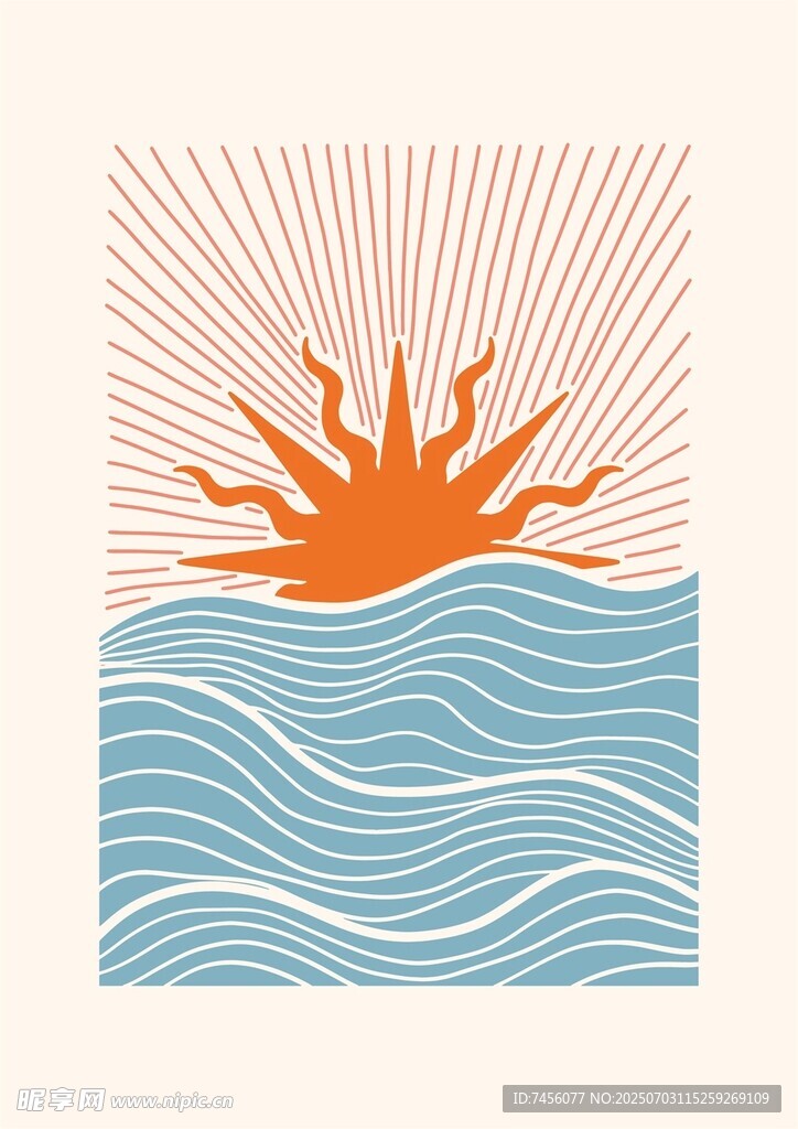 海上日出插画