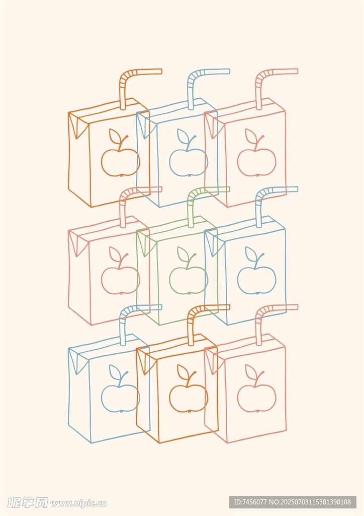 简约线条风饮料包装插画