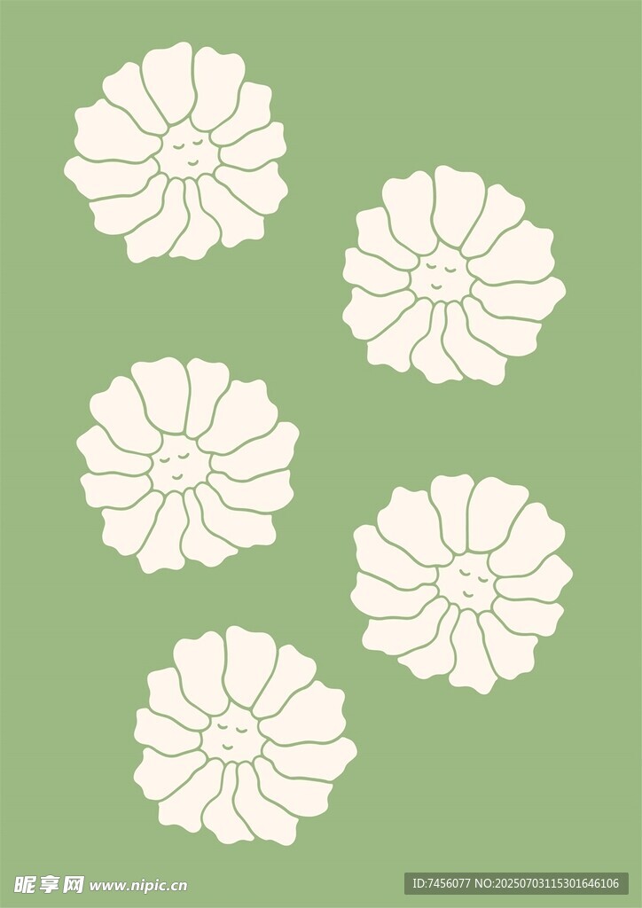 白色花朵图案清新简约风