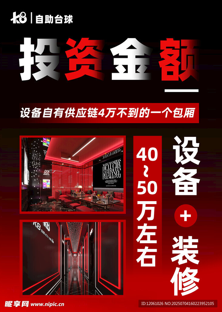 投资设备装修40 50万