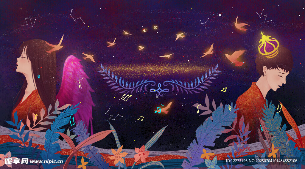 梦幻星空下的少女聚会