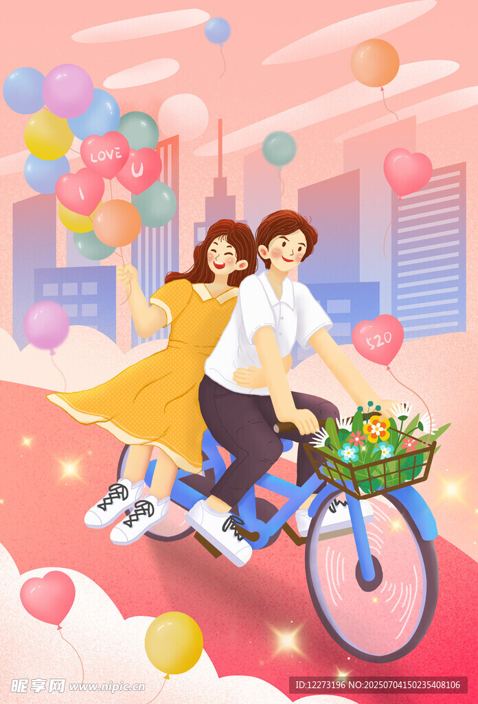 情侣骑车浪漫甜蜜瞬间