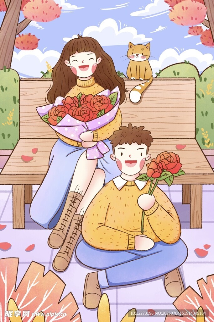 男孩向女孩浪漫表白场景