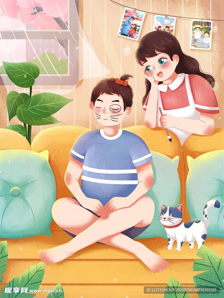 沙发上的亲子时光