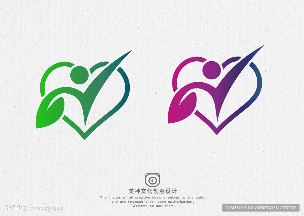 爱心人物标志logo