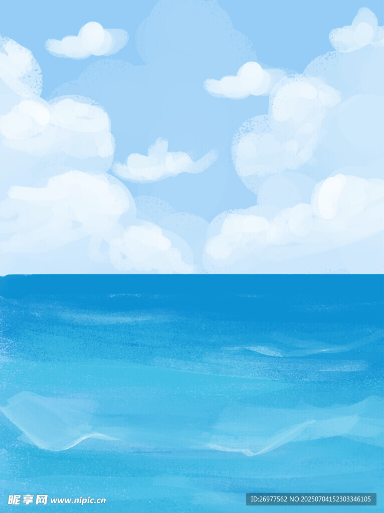 蓝色海洋与天空风景图