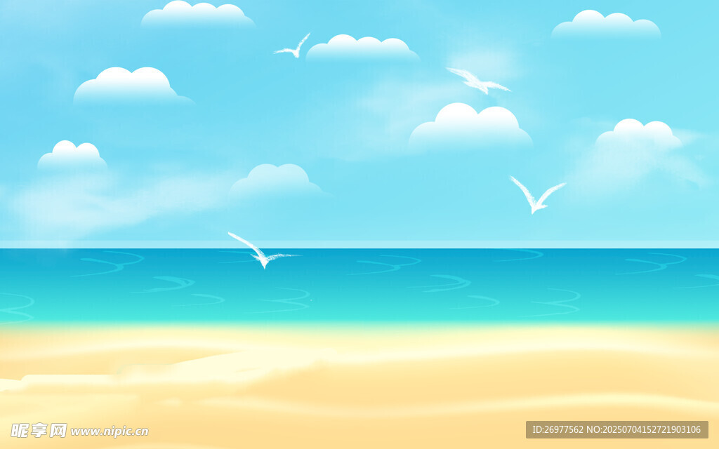 夏日海滩蓝天美景