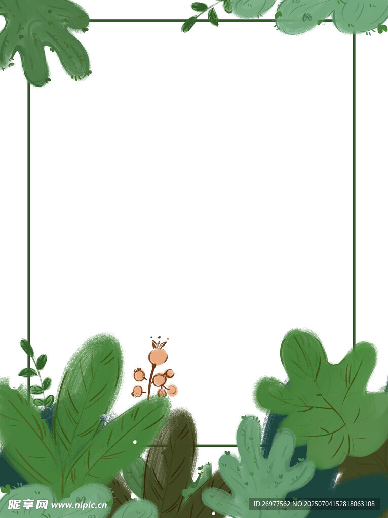 绿植环绕的空白背景框