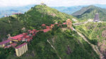 山间红顶建筑航拍美景