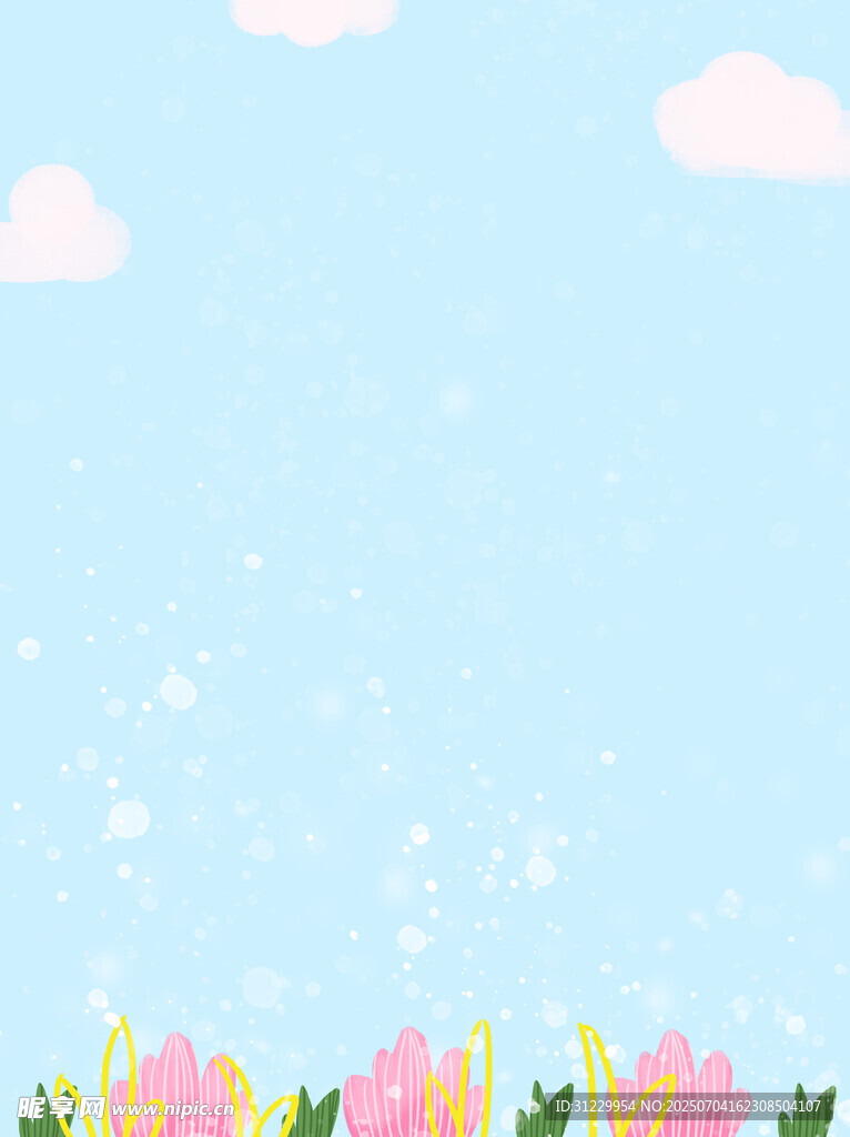 春日花卉蓝天背景图