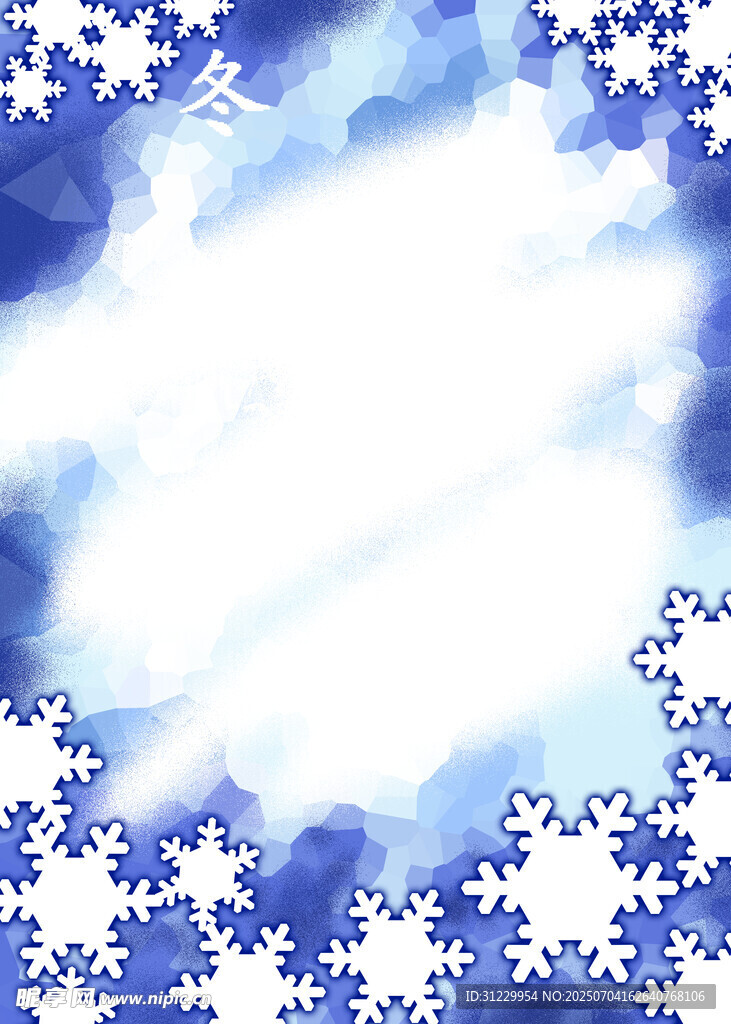 蓝白雪花梦幻背景图