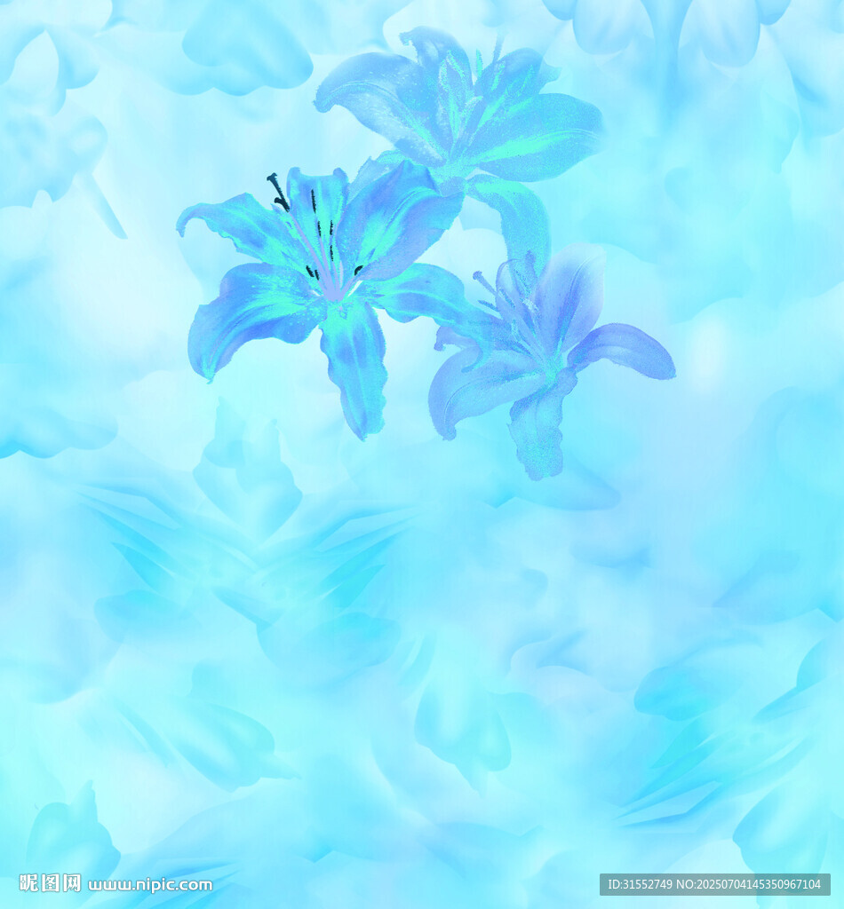 梦幻蓝调百合花背景图
