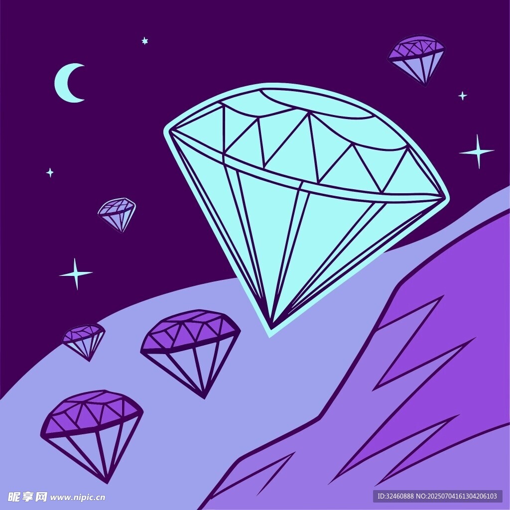 紫色星空下的璀璨钻石