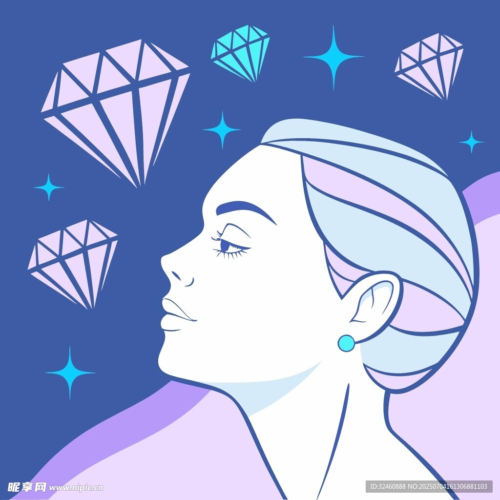 梦幻钻石环绕的优雅女性