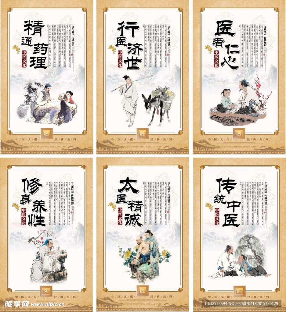 水墨大气中医文化成套展板