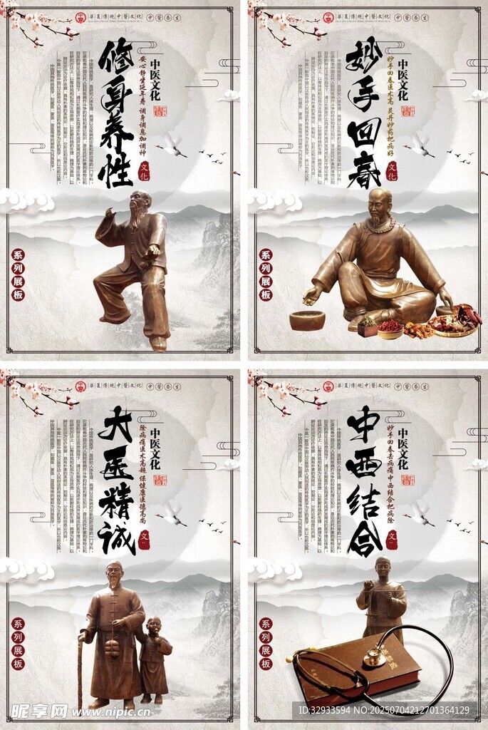 中国风水墨中医文化展板
